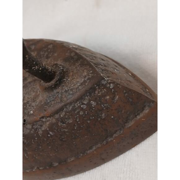 Sad Iron Antique Cast Flat Iron Rope Braid Grip Handle 8 Lb Ornate Brown 6" Inch - Picture 15 of 16
